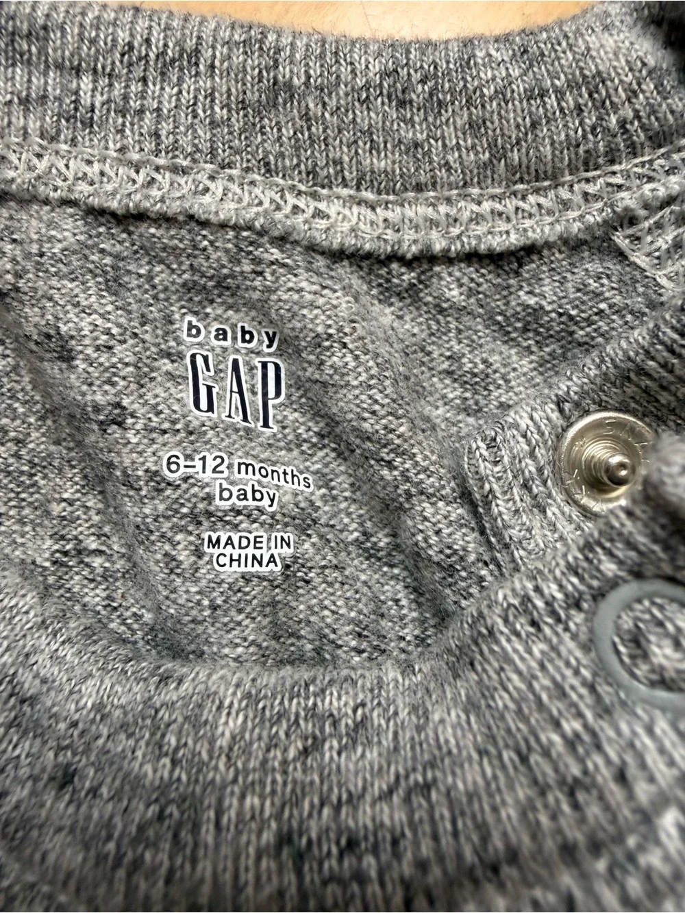 Baby GAP Grey Marled Short-Sleeve Romper - 6-12 Months